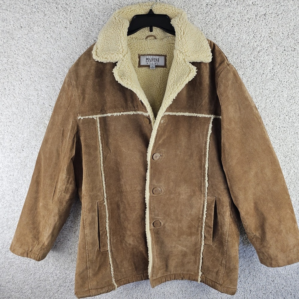 Vintage Wilsons Leather Suede M Julian Coat Sherpa Lined Western Men's Large